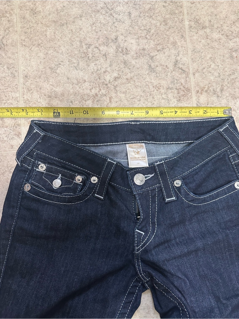 True Religion Womens Jeans Size 27 Dark Wash Rhinestone Flap Pocket USA - Picture 5 of 11